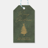 メリークリスマス・パーソナライズされたグリーンベルベット ギフトタグ (正面)