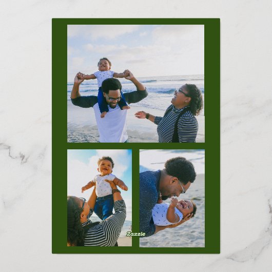 メリークリスマス パーソナライズ 写真 ゴールド 箔シーズンカード (裏面)