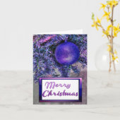 メリークリスマス パープルツリー レトロ 折りたたみ グリーティング カード (黄色い花)