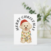 メリークリスマス ビション・フリーゼ サンタ帽子 犬 シーズンポストカード (スタンド正面)