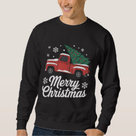 メリークリスマス ビンテージトラック ツリー スノー スウェットシャツ