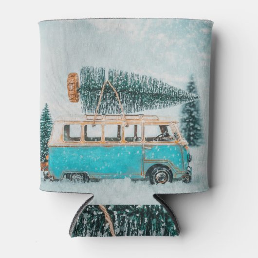 メリークリスマス：ビンテージ車はがき。 缶クーラー (正面)