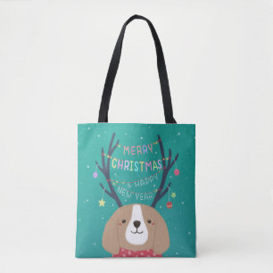 メリークリスマス: ビーグルイラストアート トートバッグ