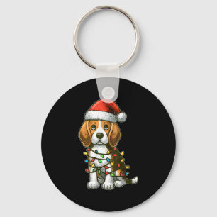 メリークリスマス ビーグル サンタ クリスマスライト 犬 キーホルダー