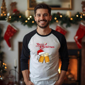 メリークリスマス ビール乾杯 メンズ3/4スリーブTシャツ Tシャツ