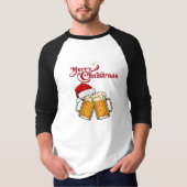 メリークリスマス ビール乾杯 メンズ3/4スリーブTシャツ Tシャツ (正面)