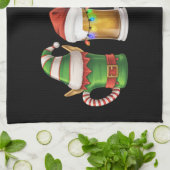 メリークリスマス ビール 飲む サンタ ビール好き キッチンタオル (折り畳み)