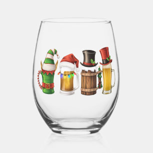 メリークリスマス ビール 飲む サンタ ビール好き ステムなしワイングラス