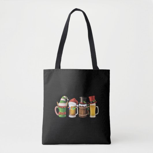 メリークリスマス ビール 飲む サンタ ビール好き トートバッグ (正面)