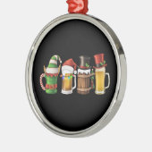 メリークリスマス ビール 飲酒 サンタ ビール好き メタルオーナメント (左)