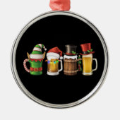 メリークリスマス ビール 飲酒 サンタ ビール好き メタルオーナメント (正面)