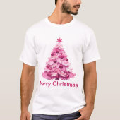 メリークリスマス – ピンクのクリスマスTシャツ Tシャツ (正面)