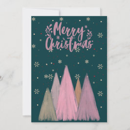 メリークリスマス ピンクの雪とピンクのクリスマスツリー シーズンカード