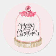 メリークリスマス ピンクグラスドーム