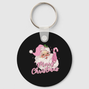 メリークリスマス ピンクサンタクロース レトロ ヴィンテージ Xmas キーホルダー