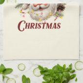 メリークリスマス – ピンクサンタ キッチンタオル (折り畳み)