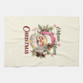 メリークリスマス – ピンクサンタ キッチンタオル (横)