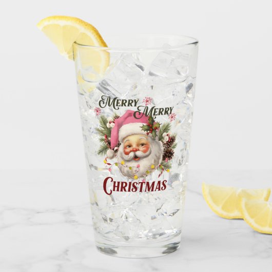 メリークリスマス – ピンクサンタ タンブラーグラス (アイス正面)