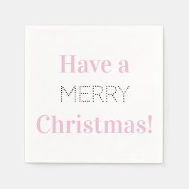 メリークリスマス |ピンクタイポグラフィパーティー スタンダードカクテルナプキン