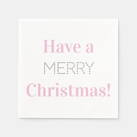 メリークリスマス |ピンクタイポグラフィパーティー スタンダードカクテルナプキン (正面)