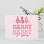 メリークリスマス - ピンクホリデーデザイン カード (スタンド正面)