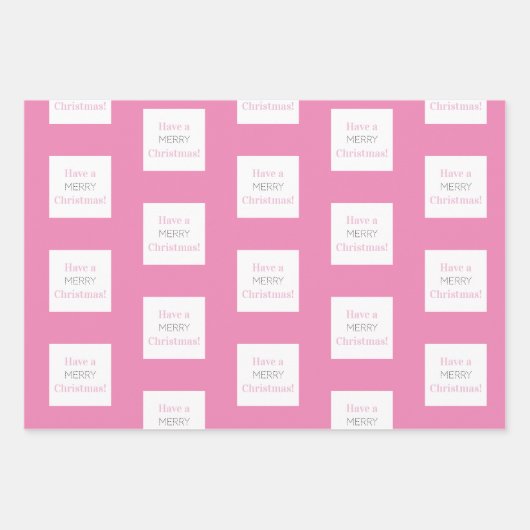 メリークリスマス |ピンクホワイトホットピンクタイポグラフィ ラッピングペーパーシート (正面3)