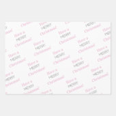 メリークリスマス |ピンクホワイトホットピンクタイポグラフィ ラッピングペーパーシート (正面)