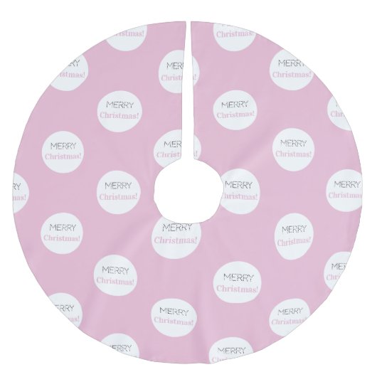 メリークリスマス! |ピンクモダンタイポグラフィ ブラッシュドポリエステルツリースカート (正面)