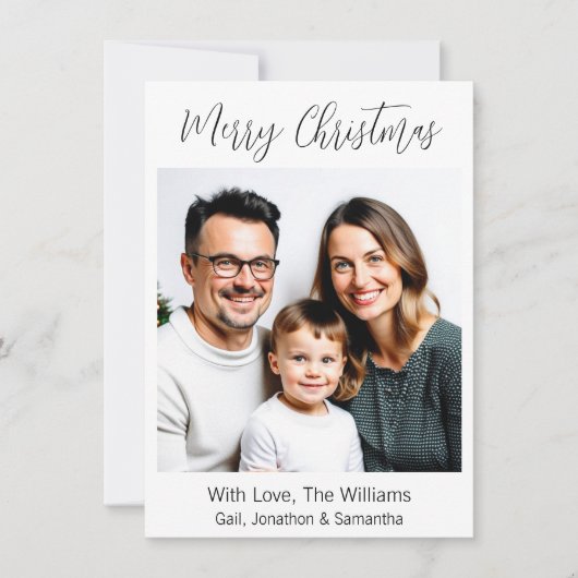 メリークリスマス |ファミリパーソナライズされた写真 シーズンカード (正面)