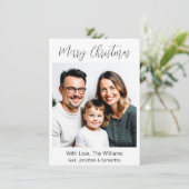 メリークリスマス |ファミリパーソナライズされた写真 シーズンカード (スタンド正面)