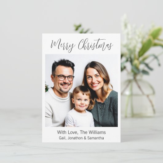 メリークリスマス |ファミリパーソナライズされた写真 シーズンカード (スタンド正面)