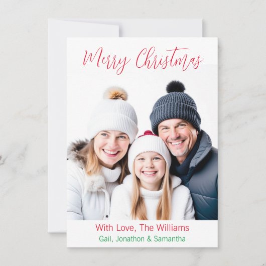 メリークリスマス |ファミリパーソナライズされた写真 シーズンカード (正面)