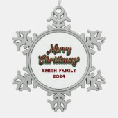 メリークリスマス – ファミリーマッチング スノーフレークピューターオーナメント (正面)