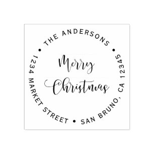 メリークリスマス&ファミリー名差出人住所 ラバースタンプ