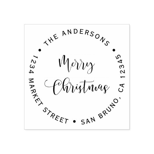 メリークリスマス&ファミリー名差出人住所 ラバースタンプ (インプリント)