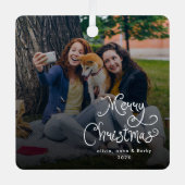 メリークリスマス ファミリー ペット フォト オーナメント (正面)