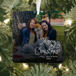 メリークリスマス ファミリー ペット フォト オーナメント