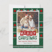 メリークリスマス ファミリー 薄いマグネティックカード マグネット招待状 (正面)