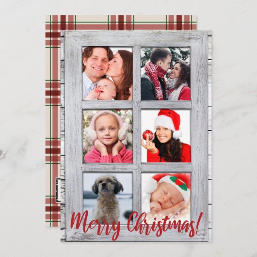 メリークリスマス、ファームハウス窓、写真6枚 シーズンカード (正面/裏面)