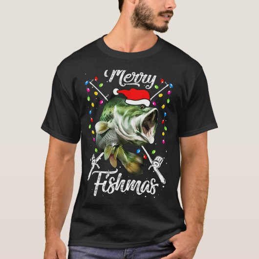 メリークリスマス フィッシュマス おもしろ 釣り 魚 プレゼント Tシャツ (正面)