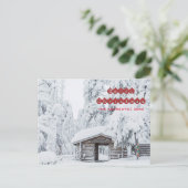 メリークリスマス – フィンランドのログキャビン入口 シーズンポストカード (スタンド正面)