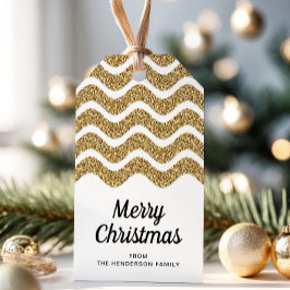 メリークリスマス フェイクゴールドラメ 白 ギフトタグ