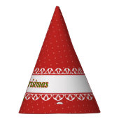 メリークリスマス、フェイクホワイトレース、水玉模様レッド パーティーハット (右)