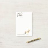 メリークリスマス、フェイク金ゴールドトナカイパーソナライズされたア ポストイット (デスク上)