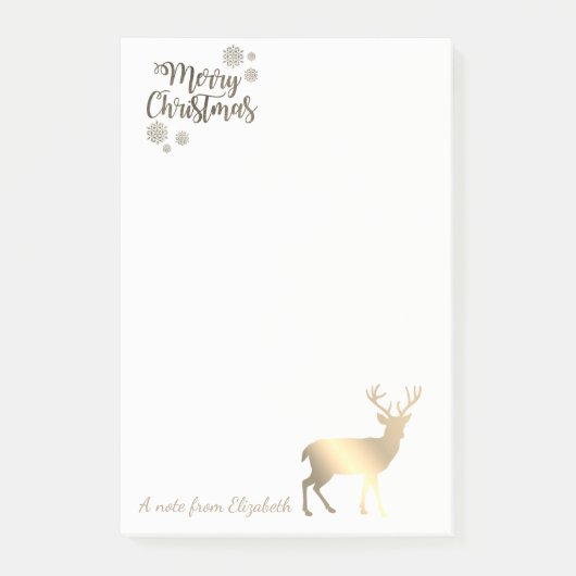メリークリスマス、フェイク金ゴールドトナカイパーソナライズされたア ポストイット (正面)