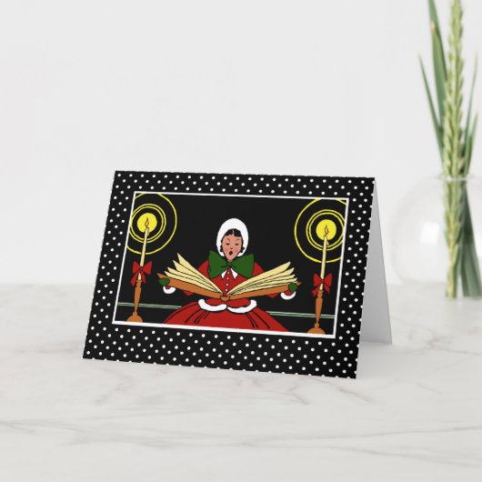 メリークリスマス、フェスティバルの女の子が歌を歌う シーズンカード (正面)