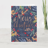 メリークリスマス |フェスティバルの水彩とキツネ シーズンカード (正面)