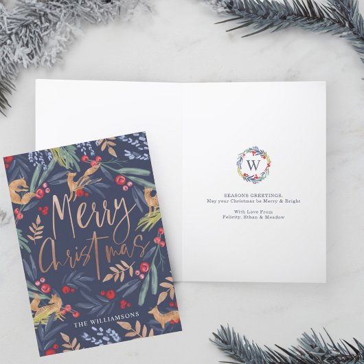 メリークリスマス |フェスティバルの水彩とキツネ シーズンカード