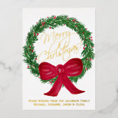 メリークリスマス!フェスティバルウォーターカラーパインリース 箔シーズンカード (正面)