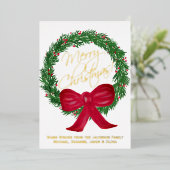 メリークリスマス!フェスティバルウォーターカラーパインリース 箔シーズンカード (立ち正面)